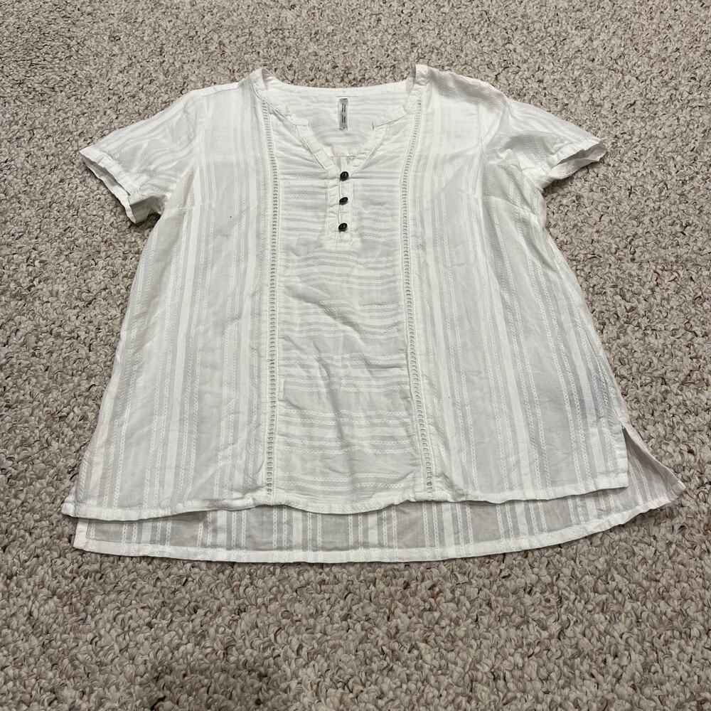 Kuhl Organic Cotton Henley Short Sleeve Tee Sz S Peasant Pirate Casual Feminine